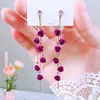 Pendientes Coreanos de Plata 925 con Aguja, Borla de Rosa para Mujer, Moda de Alta Gama, Populares en Internet 2023, Elegantes Pendientes Rojos y Morados