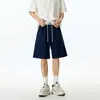 Pantalones Cortos Bordados con Cintura Bloqueada de Color para Hombre, Estilo Trendy de Pareja, Pantalones Deportivos Elásticos con Cordón en la Cintura, Pantalones Cortos Deportivos de Verano