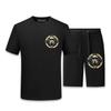 Traje informal de seda de hielo para hombre, camiseta de manga corta con estampado de cabeza de tigre, pantalones cortos de seda, finos y holgados, para verano