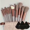 Set Transfronterizo de 13 Piezas de Brochas de Maquillaje, Verde Marrón, Marrón, Set de Brochas Suaves de Cerdas que No se Caen, Sombra de Ojos Polvo Suelto