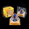 Adorno de Pirámide de Bola de Cristal Natural, Pieza de Decoración para el Hogar de Grava de Cristal Recubierta de Resina, En Caja