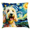 Amazon deseo transfronterizo nuevo creativo pintura al óleo funda de almohada de perro cojín de asiento de coche cojín impreso