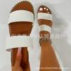 Zapatos de mujer de gran tamaño de comercio exterior 2022 verano nuevos planos de metal para mujer usan dos sandalias, zapatillas en nombre del cabello