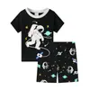 Ropa de casa amarilla de manga corta con dibujos animados para niños, ropa infantil para primavera y verano, pijamas con aire acondicionado K207