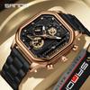 Sanda Reloj de Pulsera para Hombre de Moda de Venta Caliente Cuadrado Luminoso Resistente al Agua Correa de Acero Cuarzo Reloj de Hombre Calendario Reloj de Hombre
