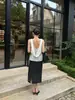 Top Elegante Estilo Francés Wanwei para Mujer 2026 Nuevo Estilo Verano Cuello Halter Ajustable Sin Mangas Espalda Descubierta Camiseta sin Mangas M0184