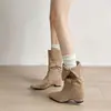 Botas Vaqueras Occidentales Maillard de Punta Aguda First Encounter Season para Mujer 2026 Estilo Nuevo con Tacón Oculto, Uso Convertible de Dos Maneras y Diseño de Bota Corta