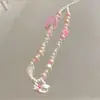 Menina de alto valor Mary gato tridimensional com contas versátil rosa fresco fofo pingente de celular corrente ccd