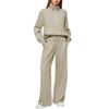Conjunto Casual Duas Peças Feminino Europeu e Americano Transfronteiriço, Moletom Oversized com Meio Zíper, Calça Jogger de Pernas Largas, Traje de Cor Sólida