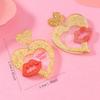 Brinco de Acrílico Estilo Coreano Coração de Pêssego LOVE Brilho Fino Romântico Leve Luxo Sensação de Alto Padrão Estilo Ins Brincos Doces para Meninas