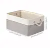 Cesta de Armazenamento de Tecido 31X21X12cm, Estilo Linho Minimalista, com Alças de Corda de Algodão, Organizador Retangular Dobrável para Prateleiras, Roupas, Brinquedos e Diversos, Cesto de Armazenamento Doméstico com Revestimento Resistente