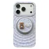 Capa de Celular 3D Urso Coração Fofo Laço Maçã para 17 Pro Max Compatível com 16 Pro Magnético 15 Pro