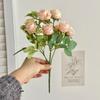 Rosa Coreana de 10 Cabezas Flor Artificial Ramo de Boda Utilería para Fotografía Decoraciones de Mesa Arreglo de Pared Floral Moderno y Sencillo