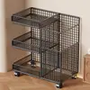Cesta de Armazenamento para Tapete de Yoga, Rack de Armazenamento Doméstico para Equipamentos Esportivos e de Fitness com Rodas, Rack de Armazenamento Móvel para Raquetes de Badminton e Bolas