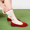 Meias Finas de Primavera e Verão para Mulheres, Meias de Algodão com Renda em Formato de Coração até a Panturrilha, Doces e Fofas, Estilo Coreano Fresco com Laço, Estrelas e Desenhos de Cereja
