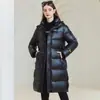 Ropa de Abrigo de Algodón con Plumas Negro Dorado para Mujer con Calefacción Integrada 2024 Algodón Largo Holgado Chaqueta de Algodón Personalización