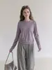 Top de camiseta suave y fino para mujer, corte holgado, manga larga, para principios de otoño, cuello redondo, adelgazante, adecuado como capa interior