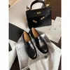 Versión de Piel de Vaca ~ Zapatos Pequeños de Cuero Genuino Hechos a Mano Estilo Británico para Mujer, Planos de Tacón Grueso, Planos Retro, Mocasines de Una Sola Pieza