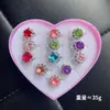 Anillo para Niñas Pequeña Princesa Chica Linda Piedra Preciosa Dibujo Animado Joyería Bebé Brillante Anillo de Pedrería Set para Niña