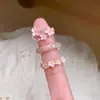 Anillo de Flor de Durazno Rosa Esmaltado 3D Estilo Chino de Nicho Anillo Apilable para Dedo Índice para Mujeres Versátil y Elegante