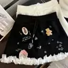 Falda de Encaje con Puntadas y Graffiti Dulce Estilo Coreano para Mujer Verano Nueva Ajustada con Sentido de Diseño Adelgazante