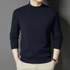 Suéter de Lana de Cordero Hilo Fino de 16 Puntos con Cuello Medio Alto para Hombre Otoño/Invierno Nuevo Espesado Cálido Color Sólido Capa Base Suéter para Hombre