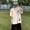 Camiseta acolchada de manga corta estilo americano de patchwork deconstruido para hombre, nuevo modelo de verano con diseño único, top de manga corta Cleanfi
