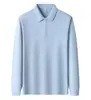 Camisa POLO de manga larga para primavera y otoño con cuello camisero, ropa de trabajo de poliéster-algodón, impresión por transferencia de calor de logotipo personalizado, uniforme de grupo, camisa publicitaria con texto impreso