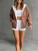 Moda europea y americana transfronteriza para mujer 2026 sudadera con capucha y cremallera estampado de leopardo chaqueta cárdigan suelto casual de manga larga