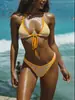 Traje de Baño Bikini Sexy de Rayas Nuevo Transfronterizo Conjunto de Tres Piezas