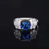 Huabi Joyería Incrustación de Cobre Más Vendido Color Imitación Tesoro Torre de Azúcar Anillo Anillo de Diamante Lazo Piedra Principal 8*8
