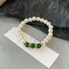 Colar de Pérolas de Jade Verde Estilo Chinês para Mulheres, Versão Coreana, Corrente Simples e Versátil para Clavícula, Pingente de Corrente de Suéter de Alto Padrão, Elegante e Atmosférico