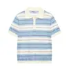 Top de punto de manga corta, nuevo estilo verano 2026, simple, estilo europeo y americano, bloques de color, rayas, cuello POLO, retro, recto, delgado