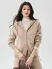 Cárdigan de punto de cachemira para mujer, relajado y casual, holgado y grueso, con doble cremallera, perfecto para otoño e invierno, ofreciendo un estilo de lujo cómodo y discreto