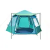 Barraca hexagonal de camping para uso externo para comércio exterior, espessa, à prova de chuva e à prova de sol, adequada para 5-8 pessoas, equipamento externo totalmente automático de abertura rápida