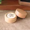 Tapa Superior e Inferior Redonda Madera de Haya Anillo Acrílico Caja para Anillos Transparente Caja para Anillo de Compromiso Madera Maciza Femenina Caja para Anillo de Diamantes Empaque de Almacenamiento