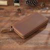 Página Fija Cuenta Semanas Bolsa con Cremallera Cuero Vacuno Capa Superior Grano Completo Cubierta para Libreta Cuaderno Almacenamiento para Bolígrafos