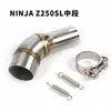 Tubo de escape intermediário dianteiro de liga de titânio pequeno NINJIA 250 300 400 Z250 Z300 Z400