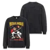 Camiseta de Manga Larga Pesada de Algodón Puro con Estampado Directo Cruzado Vintage Lavado Copo de Nieve Stewell MJ Flyman para Hombre