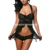 Lencería de Cuello para Mujeres Europeas y Americanas Comercio Exterior Malla Multicolor Sexy Camisón Transparente Talla Grande Pijama de Corte Bajo Rojo