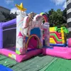 Trampolín Inflable con Tema de Unicornio de Ensueño, Trampolín con Forma de Dibujo Animado para Niños, Diseño Seguro con Barandilla Alta