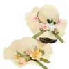 Día del Maestro Sombrero de Paja Floral Hecho a Mano Materiales DIY Sombrero Estilo Francés con Flores Secas Sombrilla Sombrero de Sol para Adultos Actividad de Calentamiento
