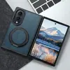 Compatível com Samsung Z Fold 8 Capa Magnética para Carregamento Sem Fio com Anel Giratório 360 graus Dobrável 7 Suporte Capa de Couro