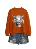 Amazon eBay Estación Independiente Moda Diversión Versátil para Mujer Nuevo Cabeza de Burro Flor Cuello Redondo Manga Larga Camisa Sudadera con Capucha