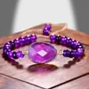 Pulseira Multifacetada de Pedra Natural para Primavera e Verão para Mulheres, Contas de Cristal, Pulseira Ajustável, Joias de Alto Padrão Europeias e Americanas no Atacado