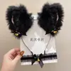 Set de 2 Diademas de Orejas de Gato para Mujer, Pinzas para el Cabello Lindas y Divertidas, Collares con Cascabeles, Cadenas para la Clavícula, Accesorios de Cabeza de Conejo