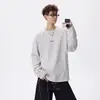 Camiseta Longa Tendência Ins Moda Streetwear Americano para Homens e Mulheres Primavera e Outono Novo Moletom com Gola Redonda Camisa Camada Base Interna Masculina
