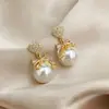Nuevos Pendientes de Plata de Ley Pendientes Pendientes Joyería Elegante de Hada para Mujer Exquisitos de Nicho Coreanos Retro con Perlas Todo Fósforo