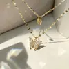 Collar de mariposa plegado de doble capa para mujer, moda, diseño de lujo ligero, cadena para la clavícula, nuevo regalo de cumpleaños 2022 para novias