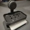 Porta jabón de doble capa de alta gama para uso doméstico, Estante para jabón de ventosa montado en la pared del baño, No requiere taladro, Porta jabón con drenaje de agua para almacenamiento en el baño